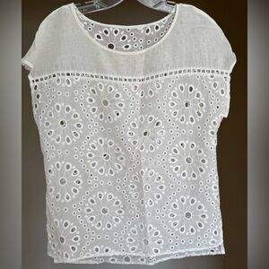 Ella Moss White Eyelet Lace Women's Top